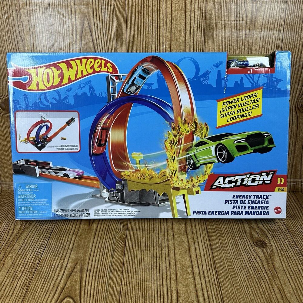 Hot Wheels Action Energy Track Set Toy Playset + 1 CAR (10 Pieces) GND92‎ NEW